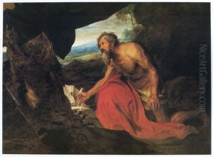 St. Jerome as hermit in a landscape, reading by Sir Anthony Van Dyck