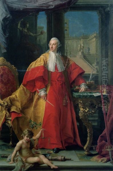 Ritratto del Principe Abbondio Rezzonico con l' abito da senaore ponificio durante l' insediamento del Nuovo pontefice Clemente XIII - view 1