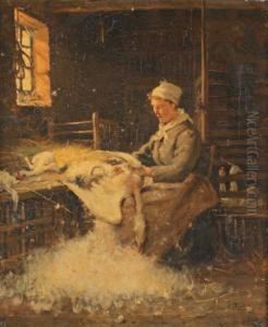 La Plumeuse D'oie by Rene Louis Chretien