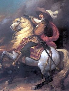 Le marechal de France Josias Rantzau apres qu'il ait perdu un oeil et une jambe. by Jean Alaux