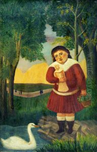 Child with a Doll in a Landscape by Henri Julien Rousseau