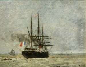 Leaving Port by Eugene-Louis Boudin by Eugene Louis Boudin