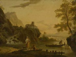 Angler Am Flussufer. by Johannes Franciscus Christ