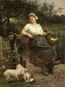 A Peasant Girl, Brittany, France by Emile Bayard
