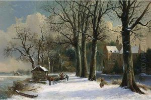Figures In A Winter Landscape by Pieter Caspar Christ