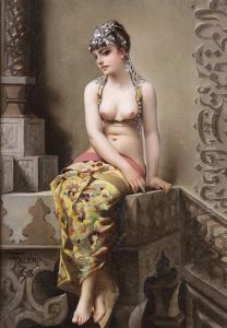 a.k.a.Egyptian Dancing Girl(https://archive.org/stream/b1495990#page/n81/mode/2up/search/falero) by Luis Ricardo Falero