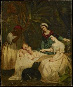 Les meres de Paul et Virginie devant le berceau