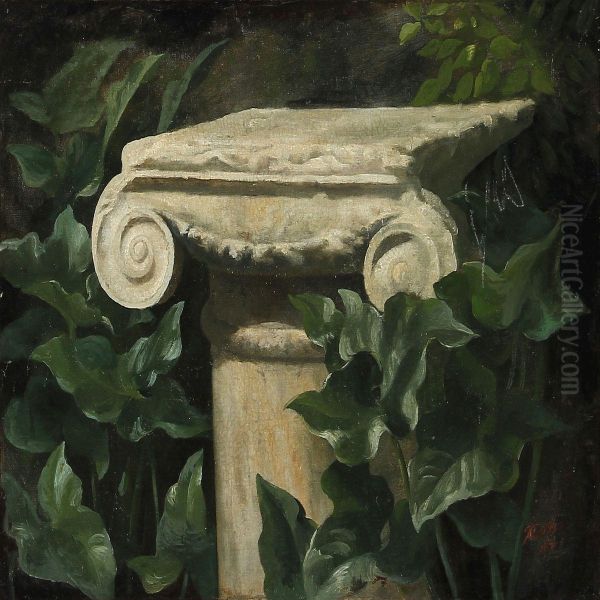 Green Plants Around A Column - view 1