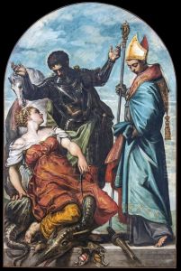 St. Louis of Toulouse, St. George and the PrincessFrancais:Saint Louis de Toulouse, saint George et la princesseItaliano:San Luigi di Tolosa, san Giorgio e la Principessa by Jacopo Tintoretto