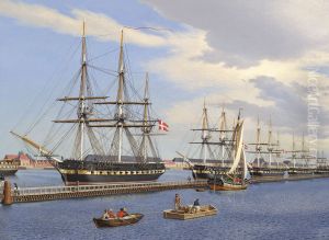 Danske Fregatter under Equipering i Foraaret 1849 - 1850