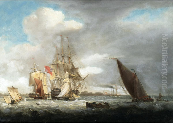 A British Men-of-War surrounded by coastal craft - view 1