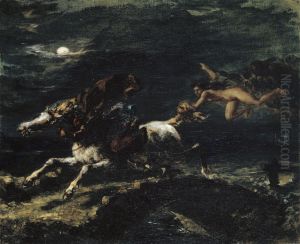 Tam O'Shanter poursuivi par les sorcieres by Eugene Delacroix