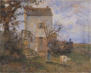 Peasant and Goat in front of a house near Pontoise by Camille Pissarro