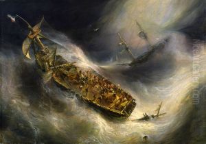 Trait de devouement du capitaine Desse, de Bordeaux, envers Le Colombus, navire hollandais. by Theodore Gudin