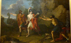 Neptoleme et Ulysse enlevent a Philoctete les fleches d'Hercule Neptoleme et Ulysse enlevent a Philoctete les fleches d'Hercule