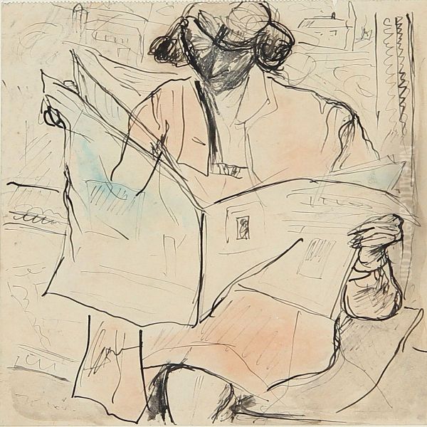 Woman With Newspaper - view 1