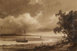Riverscape with Boats by Theodore Gudin