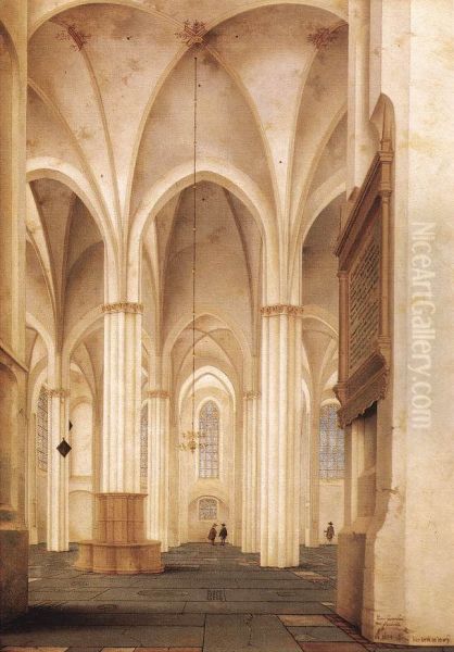 The Nave of the Buurkerk in Utrecht from South to North - view 1