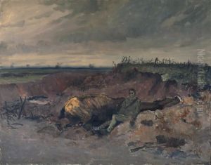 Dead Horse and Rider in a Trench by Maurice Galbraith Cullen
