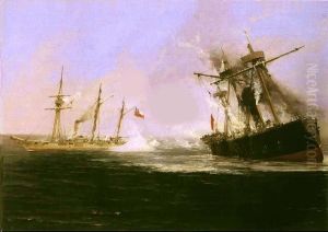 The Sea Battle of Punta Gruesa by Thomas Somerscales