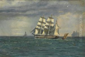 The Danish barque Gerson off Copenhagen. by Vilhelm Arnesen