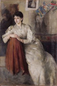 Portret kobiety w bialej sukni (Zofii Federowiczowej) by Olga Boznanska
