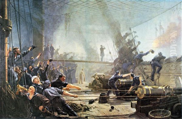 An Bord der Fregatte "Niels Juel" bei der Seeschlacht von Helgoland am 9. Mai 1864 - view 1