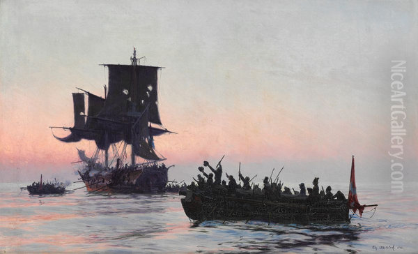 Danish privateers intercepting an enemy vessel during the Napoleonic Wars - view 1