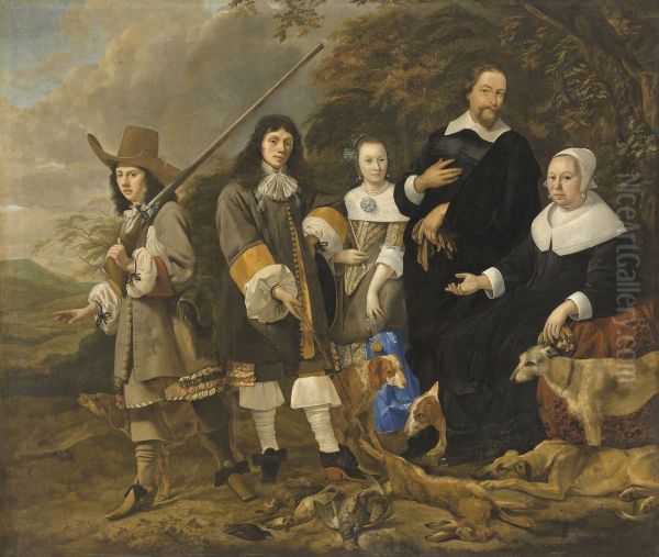 Portrait of a family returning from a hunt - view 1