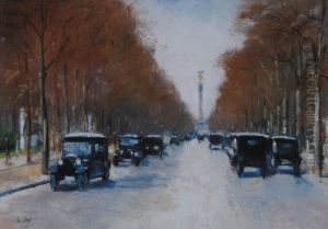 Tiergartenallee mit Siegessaule Tiergartenallee mit Siegessaule