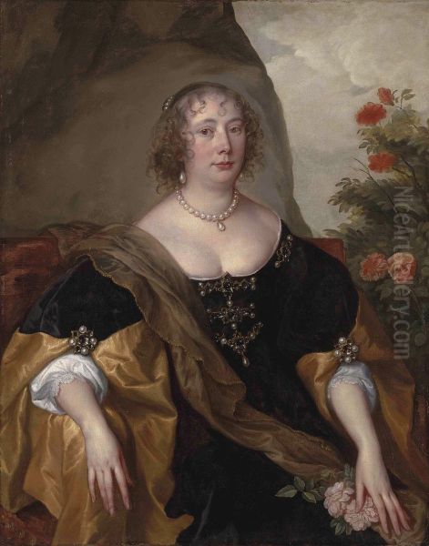 Portrait of a woman, sitting in front of a rock - view 1