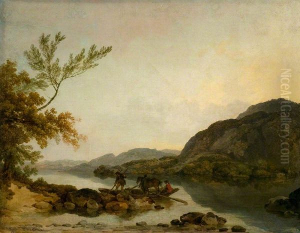 A River Scene with a Ferry - view 1