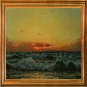 Evening Sunabove Breakers At Skagen Beach, Denmark by Soren Josua Christensen