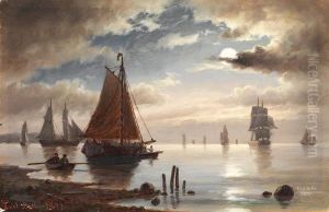Segelschiffe vor der Kuste, Mondstimmung