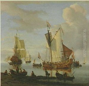 Riverbank with Dutch Shipping by Abraham Storck