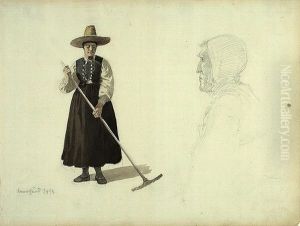 Kvinne som raker; gammel kone, Svennesund