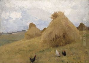 Chickens amongst Cornstooks Chickens amongst Cornstooks