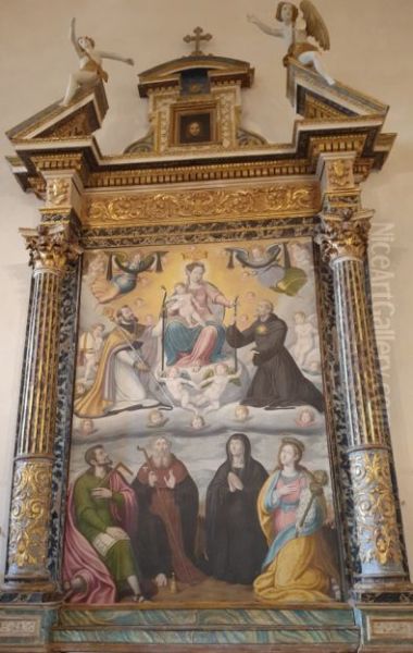Madonna della Cintola e i SS. Agostino e Nicola da Tolentino, e, ai loro piedi, SS. Claudio, Antonio Abate, Monica e Petronilla - view 1
