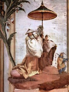 Landscape with Mandarine tree by Giovanni Domenico Tiepolo