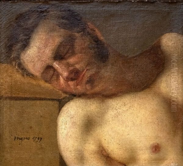 Study of head and torso of man.Francais:Etude de tete et torse d'hommeItaliano:Studio della testa e del busto dell'uomo - view 1