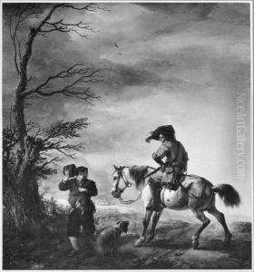 Landscape with a peasant greeting a horseman