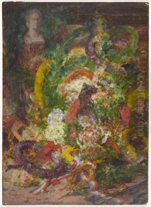 Les fleurs et les couronnes de la chambre mortuaire