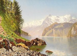 Der Vierwaldstatter See An Einem Sonnigen Fruhlingstag by Godfried Christiansen