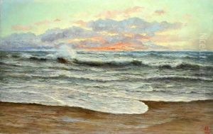 Meeresbrandung Mit Sonnenaufgang by Hans Christiansen