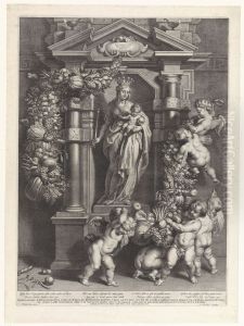 Madonna and Child in a Niche, decorated with Garlands with Putti