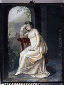 Portrait en pied d'une femme tenant une lettre Portrait en pied d'une femme tenant une lettre