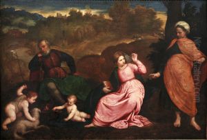 Rest on the Flight into Egypt by Paris Bordone