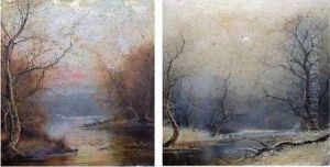 River Landscapes In Summer And Winter River Landscapes In Summer And Winter