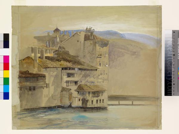 Old Houses on the Rhone Island, Geneva - view 1