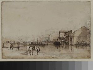 View On The Canal, The Crescent , Birmingham by David Cox Jr.